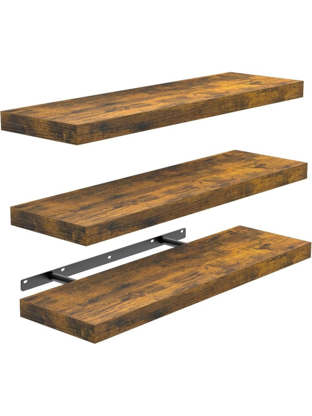New Rustic Brown Bathroom Floating Shelves, 15.7in, 3Pk, Wall Mount Shelf